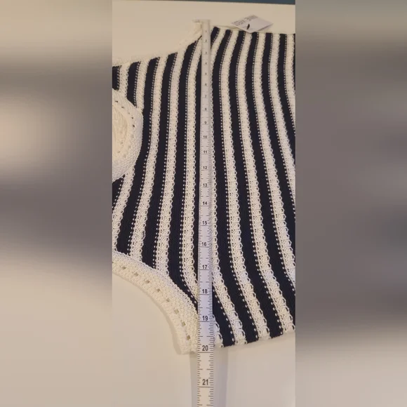 Nine West Knit Nautical Cottagecore Black & White Striped Dress - Size XXL / 2X - Picture 16 of 17